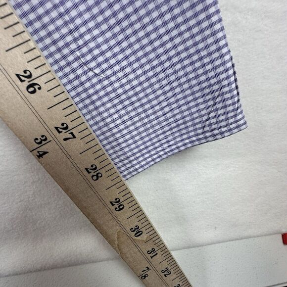 David Donahue Shirt Mens Size 16.5 Purple Plaid French Cuff Long Sleeve Slim Fit - Picture 4 of 11